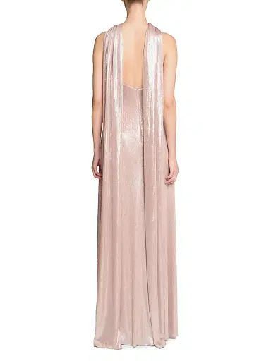 Halston Women's Sofie Metallic Jersey Halterneck Gown - Rose Gold - Size 12 | Thumbnail 4 Halston Women's Sofie Metallic Jersey Halterneck Gown - Rose Gold - Size 12 | Thumbnail 4