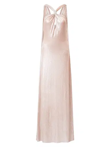 Halston Women's Sofie Metallic Jersey Halterneck Gown - Rose Gold - Size 12 | Thumbnail 1 Halston Women's Sofie Metallic Jersey Halterneck Gown - Rose Gold - Size 12 | Thumbnail 1