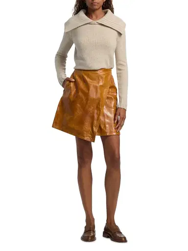 Co Women's Wide Ribbed-Collared Cashmere Sweater - Beige Melange - Size XL | Thumbnail 2 Co Women's Wide Ribbed-Collared Cashmere Sweater - Beige Melange - Size XL | Thumbnail 2