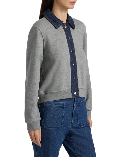 Tanya Taylor Women's Rita Mixed-Media Jacket - Heather Grey | Thumbnail 4 Tanya Taylor Women's Rita Mixed-Media Jacket - Heather Grey | Thumbnail 4