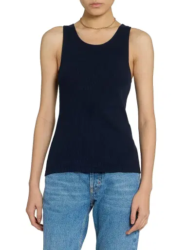 Saint Laurent Women's Cassandre Tank Top in Ribbed Cotton Jersey | Thumbnail 3 Saint Laurent Women's Cassandre Tank Top in Ribbed Cotton Jersey | Thumbnail 3