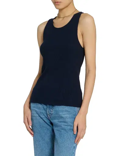 Saint Laurent Women's Cassandre Tank Top in Ribbed Cotton Jersey | Thumbnail 4 Saint Laurent Women's Cassandre Tank Top in Ribbed Cotton Jersey | Thumbnail 4