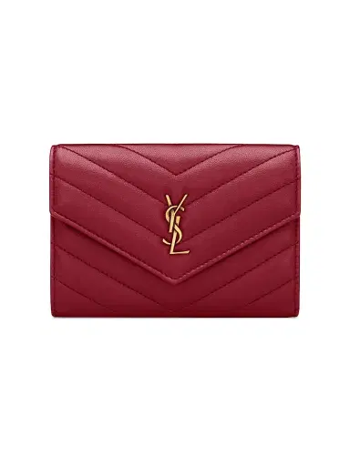 Saint Laurent Women's Cassandre Wallet in Lambskin Leather - Deeply Red | Thumbnail 1 Saint Laurent Women's Cassandre Wallet in Lambskin Leather - Deeply Red | Thumbnail 1