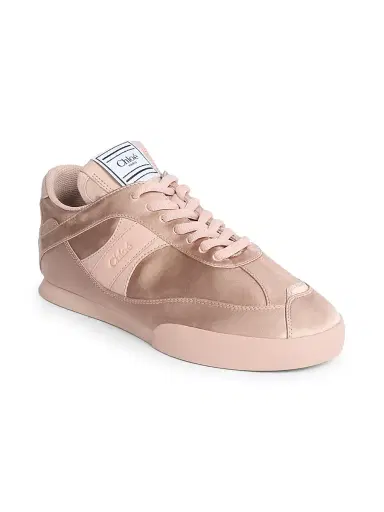 Chloé Women's Kick Logo Satin Low-Top Sneakers - Ballet Pink | Thumbnail 2 Chloé Women's Kick Logo Satin Low-Top Sneakers - Ballet Pink | Thumbnail 2