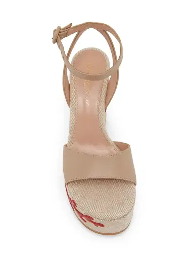 Gianvito Rossi Women's Paros 105MM Leather Platform Wedge Sandals - Sand Naturale Tabasco Red | Thumbnail 4 Gianvito Rossi Women's Paros 105MM Leather Platform Wedge Sandals - Sand Naturale Tabasco Red | Thumbnail 4