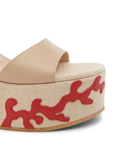 Gianvito Rossi Women's Paros 105MM Leather Platform Wedge Sandals - Sand Naturale Tabasco Red | Thumbnail 5 Gianvito Rossi Women's Paros 105MM Leather Platform Wedge Sandals - Sand Naturale Tabasco Red | Thumbnail 5