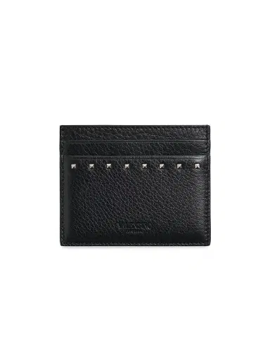 Valentino Garavani Men's Rockstud Grainy Calfskin Cardholder | Thumbnail 1 Valentino Garavani Men's Rockstud Grainy Calfskin Cardholder | Thumbnail 1