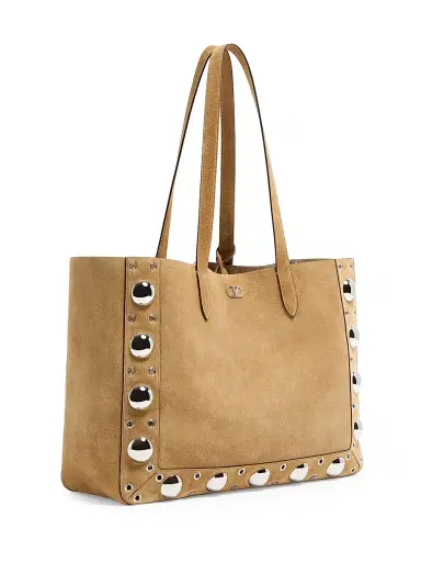 Valentino Garavani Men's Nellcôte Large Suede Shopping Bag - Havana Beige | Thumbnail 5 Valentino Garavani Men's Nellcôte Large Suede Shopping Bag - Havana Beige | Thumbnail 5