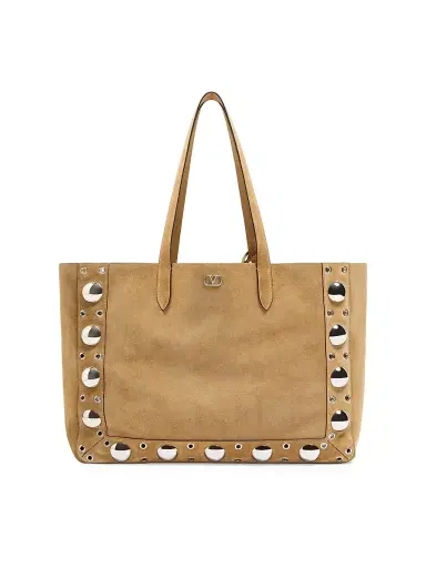 Valentino Garavani Men's Nellcôte Large Suede Shopping Bag - Havana Beige | Thumbnail 1 Valentino Garavani Men's Nellcôte Large Suede Shopping Bag - Havana Beige | Thumbnail 1