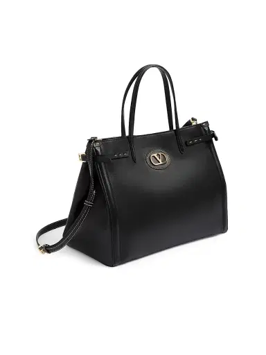 Valentino Garavani Men's Antibes Leather Shopping Bag - Black | Thumbnail 4 Valentino Garavani Men's Antibes Leather Shopping Bag - Black | Thumbnail 4