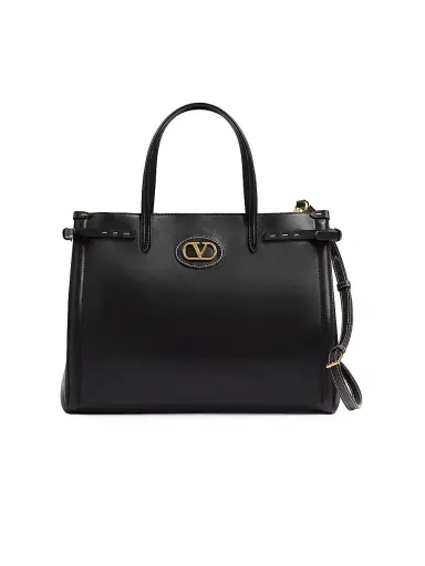 Valentino Garavani Men's Antibes Leather Shopping Bag - Black | Thumbnail 1 Valentino Garavani Men's Antibes Leather Shopping Bag - Black | Thumbnail 1
