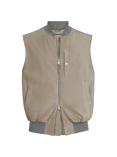 Brunello Cucinelli Men's Suede Vest with Thermore Padding - Khaki | Thumbnail 1 Brunello Cucinelli Men's Suede Vest with Thermore Padding - Khaki | Thumbnail 1