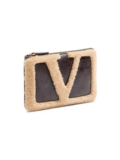 Valentino Garavani Women's Viva Superstar Sheepskin Pouch - Brown Beige | Thumbnail 2 Valentino Garavani Women's Viva Superstar Sheepskin Pouch - Brown Beige | Thumbnail 2