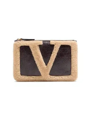 Valentino Garavani Women's Viva Superstar Sheepskin Pouch - Brown Beige | Thumbnail 1 Valentino Garavani Women's Viva Superstar Sheepskin Pouch - Brown Beige | Thumbnail 1