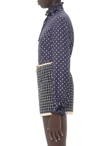 Valentino Garavani Women's Twill Shirt with Plus De Pois Print - Navy | Thumbnail 3 Valentino Garavani Women's Twill Shirt with Plus De Pois Print - Navy | Thumbnail 3