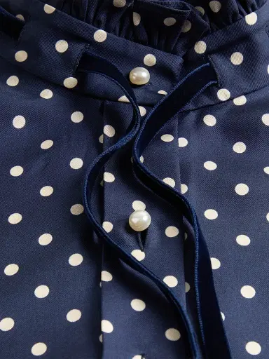 Valentino Garavani Women's Twill Shirt with Plus De Pois Print - Navy | Thumbnail 6 Valentino Garavani Women's Twill Shirt with Plus De Pois Print - Navy | Thumbnail 6
