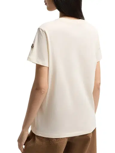 Moncler Women's Crewneck T-Shirt in Cotton - White | Thumbnail 2 Moncler Women's Crewneck T-Shirt in Cotton - White | Thumbnail 2