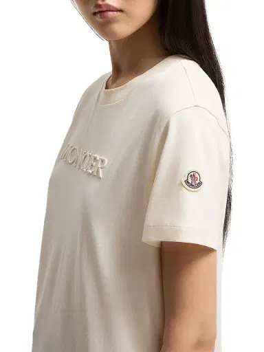 Moncler Women's Crewneck T-Shirt in Cotton - White | Thumbnail 3 Moncler Women's Crewneck T-Shirt in Cotton - White | Thumbnail 3