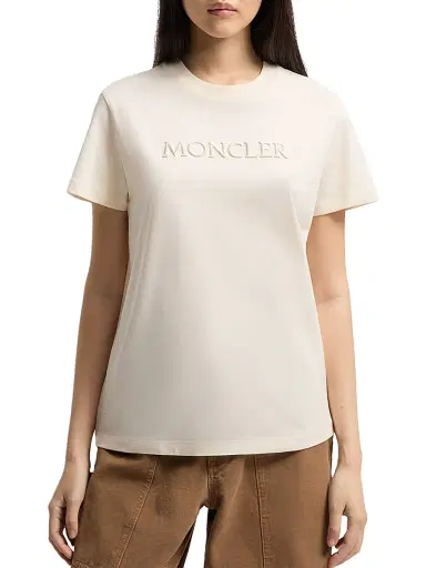 Moncler Women's Crewneck T-Shirt in Cotton - White | Thumbnail 1 Moncler Women's Crewneck T-Shirt in Cotton - White | Thumbnail 1