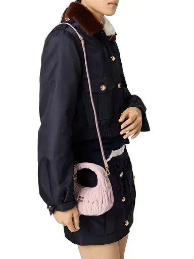 Miu Miu Women's Wander Matelassé Velvet Mini Top Handle Bag - Pink | Thumbnail 3 Miu Miu Women's Wander Matelassé Velvet Mini Top Handle Bag - Pink | Thumbnail 3