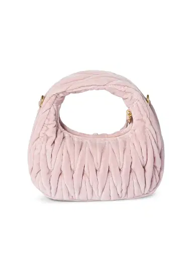Miu Miu Women's Wander Matelassé Velvet Mini Top Handle Bag - Pink | Thumbnail 6 Miu Miu Women's Wander Matelassé Velvet Mini Top Handle Bag - Pink | Thumbnail 6