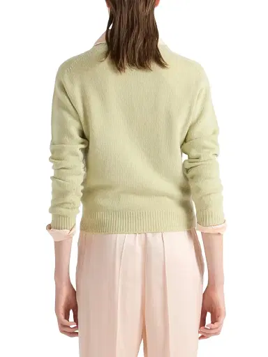 Prada Women's Wool and Cashmere V-Neck Sweater - Green | Thumbnail 3 Prada Women's Wool and Cashmere V-Neck Sweater - Green | Thumbnail 3