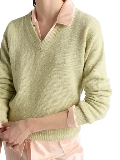 Prada Women's Wool and Cashmere V-Neck Sweater - Green | Thumbnail 4 Prada Women's Wool and Cashmere V-Neck Sweater - Green | Thumbnail 4