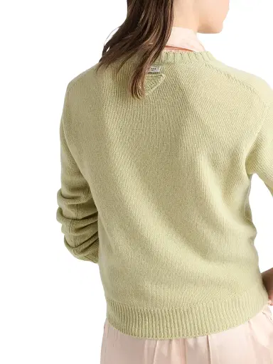 Prada Women's Wool and Cashmere V-Neck Sweater - Green | Thumbnail 5 Prada Women's Wool and Cashmere V-Neck Sweater - Green | Thumbnail 5