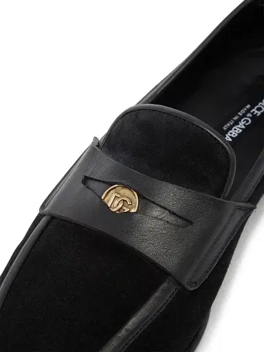 Dolce & Gabbana Men's Logo Suede & Leather Loafers | Thumbnail 6 Dolce & Gabbana Men's Logo Suede & Leather Loafers | Thumbnail 6