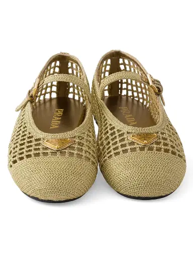 Prada Women's Crochet Ballerinas - Gold | Thumbnail 2 Prada Women's Crochet Ballerinas - Gold | Thumbnail 2