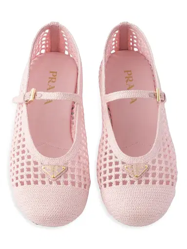 Prada Women's Crochet Ballerinas - Gold | Thumbnail 13 Prada Women's Crochet Ballerinas - Gold | Thumbnail 13