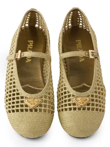 Prada Women's Crochet Ballerinas - Gold | Thumbnail 3 Prada Women's Crochet Ballerinas - Gold | Thumbnail 3