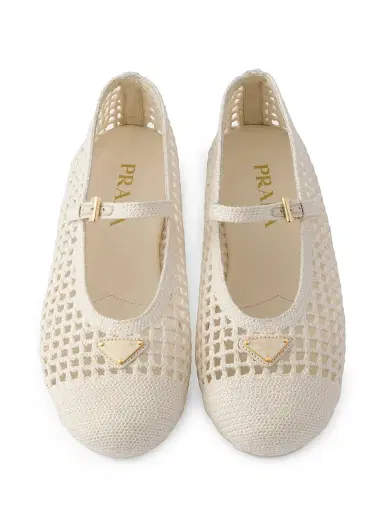 Prada Women's Crochet Ballerinas - Gold | Thumbnail 21 Prada Women's Crochet Ballerinas - Gold | Thumbnail 21