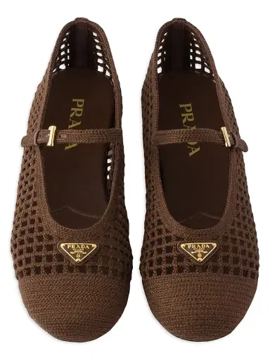 Prada Women's Crochet Ballerinas - Gold | Thumbnail 7 Prada Women's Crochet Ballerinas - Gold | Thumbnail 7