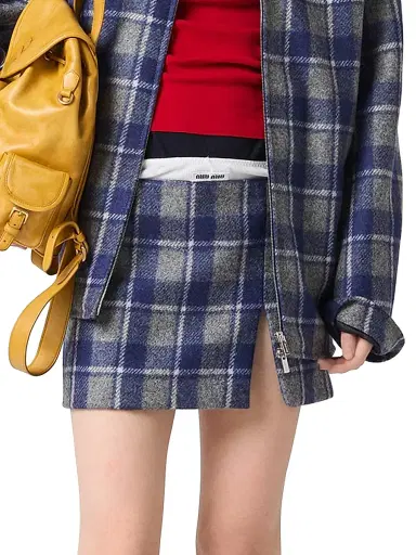 Miu Miu Women's Checked Miniskirt - Grey Multi - Size 4 | Thumbnail 2 Miu Miu Women's Checked Miniskirt - Grey Multi - Size 4 | Thumbnail 2