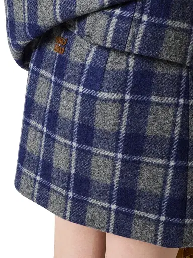 Miu Miu Women's Checked Miniskirt - Grey Multi - Size 4 | Thumbnail 4 Miu Miu Women's Checked Miniskirt - Grey Multi - Size 4 | Thumbnail 4