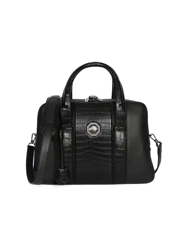 Stefano Ricci Men's Versatile Croc Briefcase with Lock | Thumbnail 1 Stefano Ricci Men's Versatile Croc Briefcase with Lock | Thumbnail 1