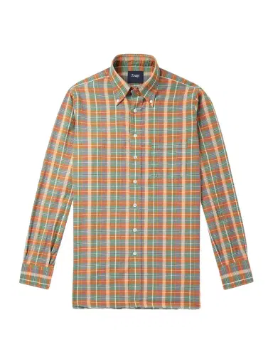 Drake's Button-Down Collar Checked Cotton-Madras Shirt - Men | Thumbnail 1 Drake's Button-Down Collar Checked Cotton-Madras Shirt - Men | Thumbnail 1