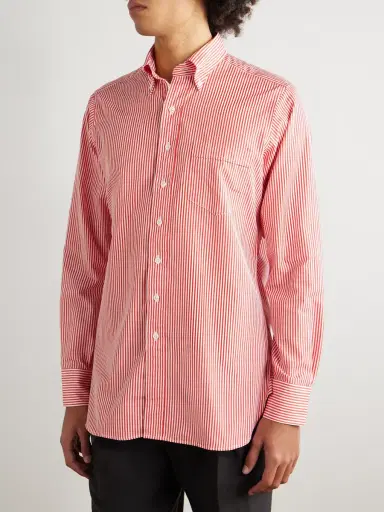 Drake's Slim-Fit Button-Down Collar Striped Cotton-Poplin Shirt - Men | Thumbnail 3 Drake's Slim-Fit Button-Down Collar Striped Cotton-Poplin Shirt - Men | Thumbnail 3