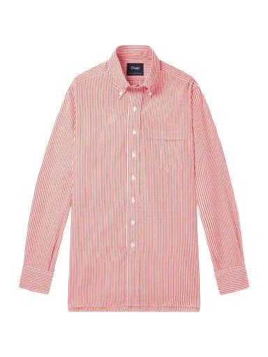 Drake's Slim-Fit Button-Down Collar Striped Cotton-Poplin Shirt - Men | Thumbnail 1 Drake's Slim-Fit Button-Down Collar Striped Cotton-Poplin Shirt - Men | Thumbnail 1