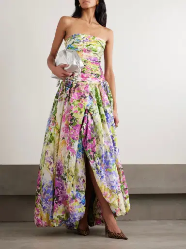 Aje Dahlia Strapless Pintucked Printed Lyocell-blend Gown | Thumbnail 2 Aje Dahlia Strapless Pintucked Printed Lyocell-blend Gown | Thumbnail 2