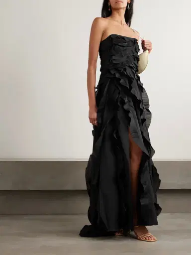 Aje Allairie Strapless Ruffled Shirred Faille Gown | Thumbnail 2 Aje Allairie Strapless Ruffled Shirred Faille Gown | Thumbnail 2