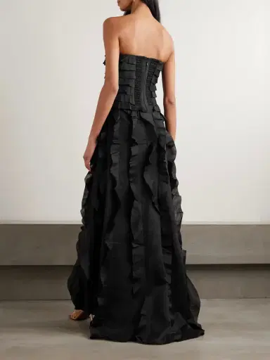 Aje Allairie Strapless Ruffled Shirred Faille Gown | Thumbnail 3 Aje Allairie Strapless Ruffled Shirred Faille Gown | Thumbnail 3