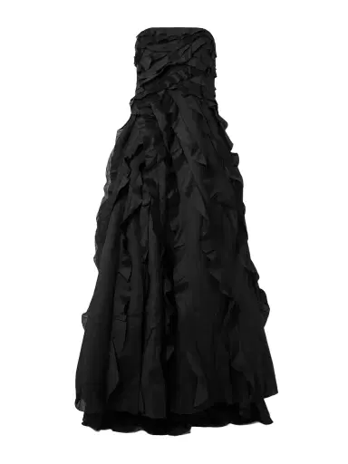 Aje Allairie Strapless Ruffled Shirred Faille Gown | Thumbnail 1 Aje Allairie Strapless Ruffled Shirred Faille Gown | Thumbnail 1
