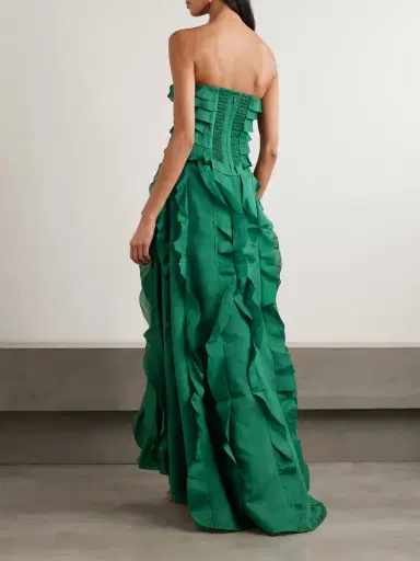 Aje Allairie Strapless Ruffled Shirred Faille Gown | Thumbnail 3 Aje Allairie Strapless Ruffled Shirred Faille Gown | Thumbnail 3