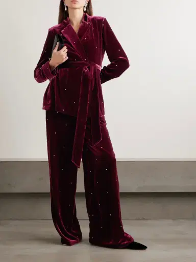 Olivia von Halle Jagger Crystal-embellished Velvet Pajama Set | Thumbnail 2 Olivia von Halle Jagger Crystal-embellished Velvet Pajama Set | Thumbnail 2