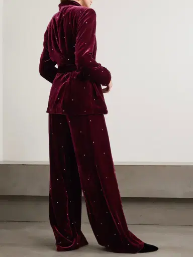 Olivia von Halle Jagger Crystal-embellished Velvet Pajama Set | Thumbnail 3 Olivia von Halle Jagger Crystal-embellished Velvet Pajama Set | Thumbnail 3