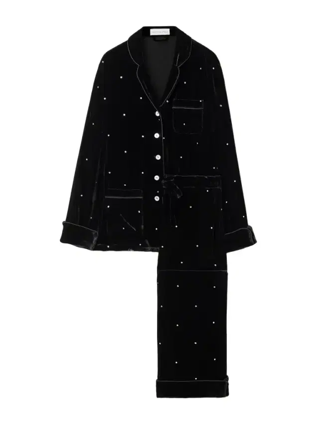 Coco Crystal-embellished Velvet Pajama Set Coco Crystal-embellished Velvet Pajama Set