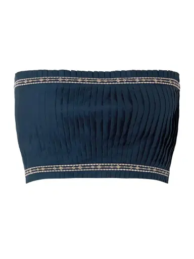 Emporio Sirenuse Flavia Strapless Cropped Embroidered Pleated Cotton-blend Top | Thumbnail 1 Emporio Sirenuse Flavia Strapless Cropped Embroidered Pleated Cotton-blend Top | Thumbnail 1