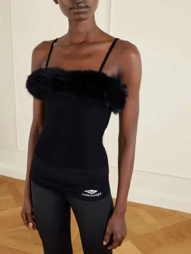 Balenciaga Plush-trimmed Stretch-jersey Camisole | Thumbnail 3 Balenciaga Plush-trimmed Stretch-jersey Camisole | Thumbnail 3